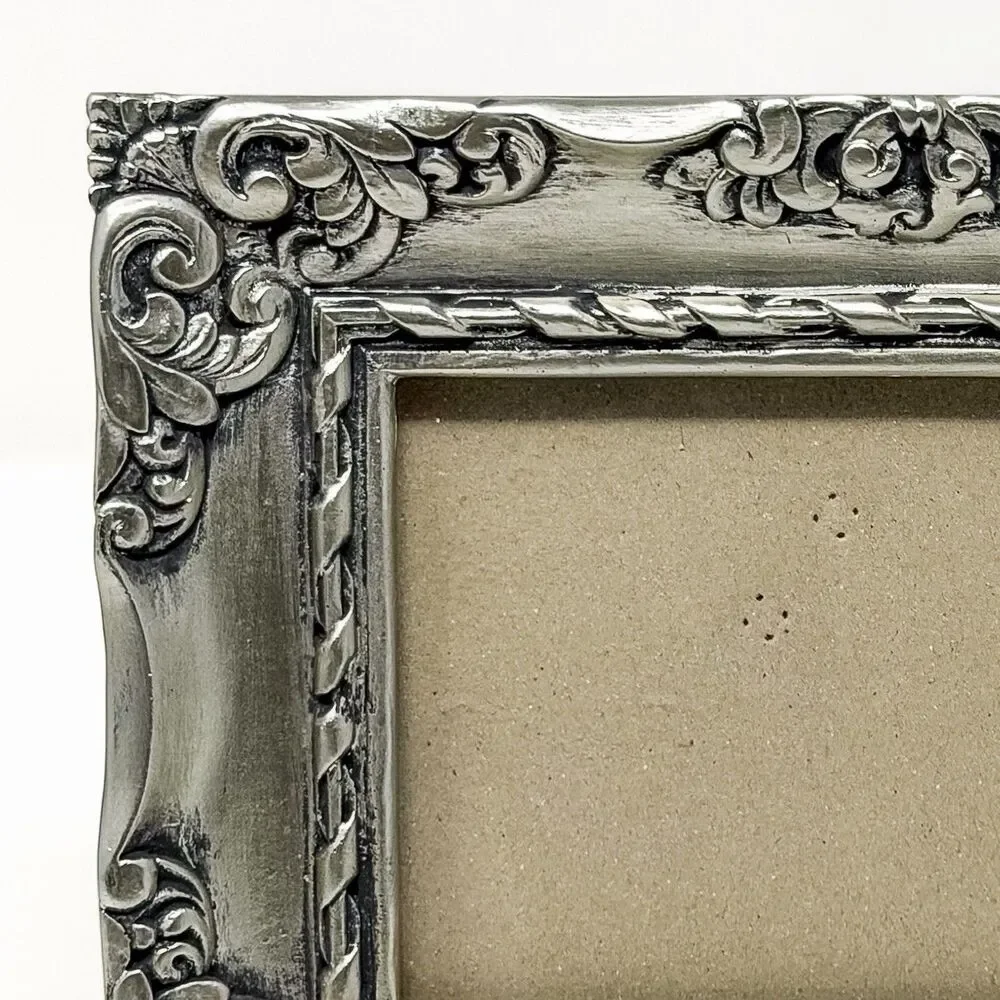 Vintage Ornate Silver Picture Frame 4x6 Baroque Scroll Cottage Chic Decor